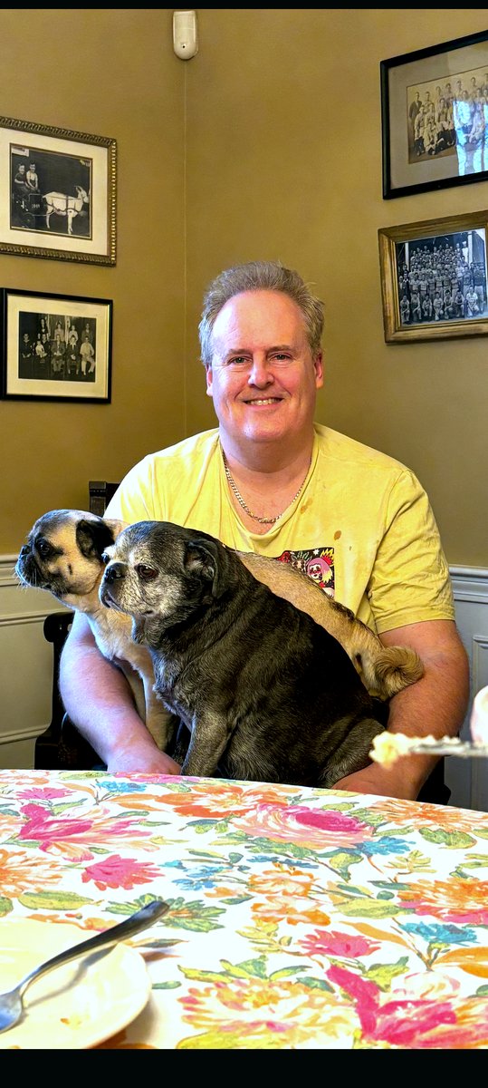 Mark Colby with his two pugs